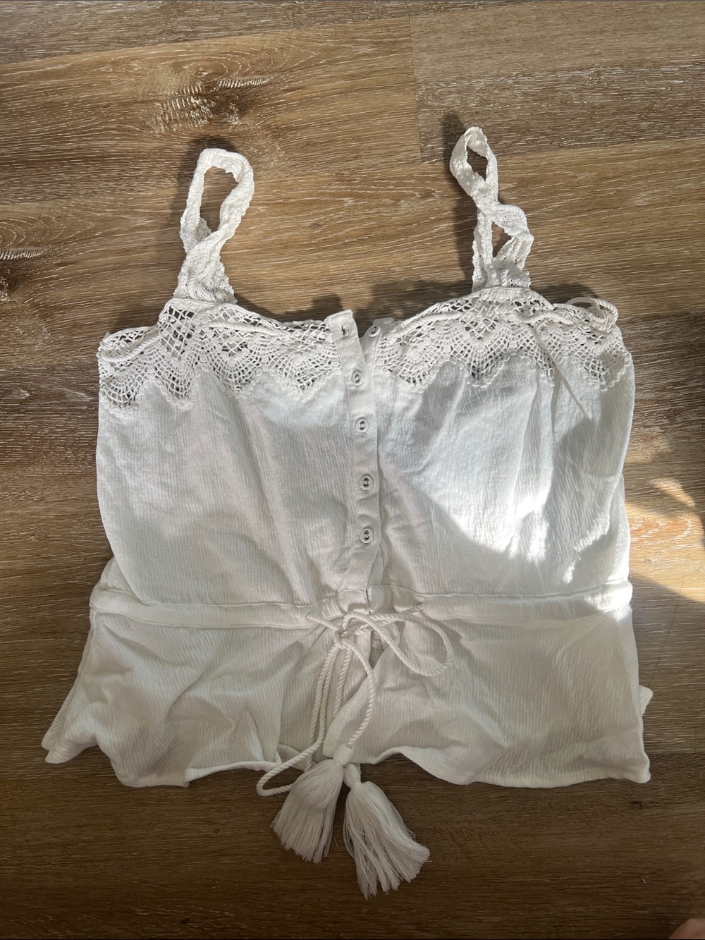 O'Neill White Crochet-Trim Cami Tank